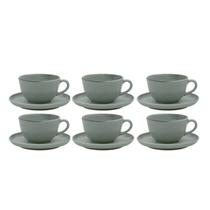 Jogo Xicaras De Chá Café Pires 6Pcs 200Ml Cerâmica Oxford