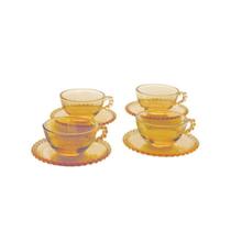 Jogo xícaras de chá cristal Wolff Pearl 200ml 4 peças âmbar