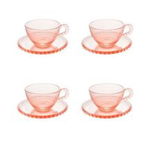 Jogo xícaras de chá em cristal Wolff Pearl 180ml 4 peças rosa