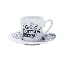 Jogo Xícaras & Pires Good Morning 80ml Coffee Chá Lanche Da Tarde - 6 Pares Jogo Xícaras & Pires Good Morning 80ml Coffee Chá Lanche Da Tarde - 6 Pares