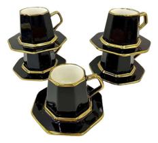 Jogo Xícaras Porcelana Preto E Dourado Importado La Francesa Jogo Xícaras Porcelana Preto E Dourado Importado La Francesa