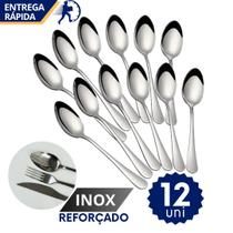 Jogo12 Colheres de Mesa 100% Inox Linha Super Premium Luxo Resistente Ideal para Restaurantes