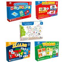 Jogos Alfabetizacao Escolar Ensinar Ler Escrever Alfabeto 2 em 1 Jogo da Memória + Dominó
