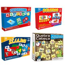 Jogos Alfabetização Infantil Soletrar + Alfabeto + Silabas + Quebra Cabeça em Madeira