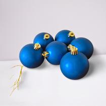 Jogos Bolas Natal Cor Azul Fosco 6cm c/ 6 peças
