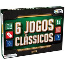 Jogos clássicos 6 em 1 - Dama, Ludo, Xadrez, Trilha, Dominó e Forca