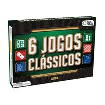 Jogos Clássicos de Tabuleiros 6 em 1 Dama Xadrez Dominó Trilha Forca Ludo Pais e Filhos