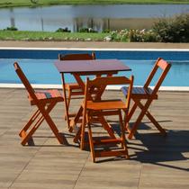 Jogos Conjuntos Mesa Bar Dobrável Madeira 70x70 com 4 Cad. Mel - Móveis Britz