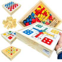 Jogos de Mesa 4x1 Dama, Ludo, Dominó, Jogo da Velha Jogos de Tabuleiro Caixa De Madeira Interativo