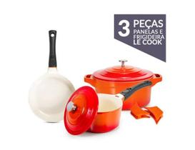 Jogos De Panelas Premier Orange 3 Peças Le Cook