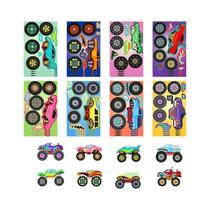 Jogos De Quebra-Cabeça DIY Para Crianças Com Adesivos, 8 Folhas De Caminhão Monstro Em Desenho