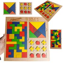 Jogos de tabuleiro 3 Em 1 Tetris Tangram Jogo Da Velha Educativo Jogos de tabuleiro 3 Em 1 Tetris Tangram Jogo Da Velha Educativo