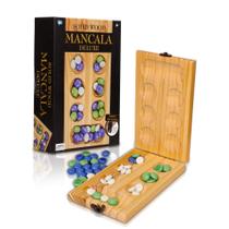Jogos de tabuleiro e pontos de jogo Solid Pine Mancala com bolas de gude 6+ Jogos de tabuleiro e pontos de jogo Solid Pine Mancala com bolas de gude 6+
