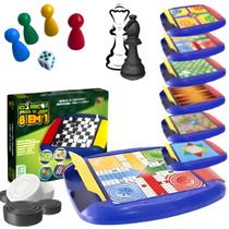 Jogos De Tabuleiro Portatil 8 em 1 Brinquedo Infantil Educativo Didático Xadrez Dama Ludo Gamão - Art Brink