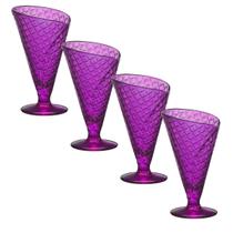 Jogos de Taças Sobremesa Sorvete Vidro 280ml 4 Peças Lilas