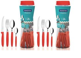 Jogos Talheres Faqueiro Tramontina Ipanema 48 Pçs Vermelho