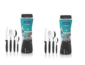 Jogos Talheres Faqueiro Tramontina Ipanema 48 Peças Preto