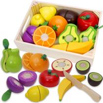Jogue Food Set Airlab Wooden Cutting Fruits com faca e caixa