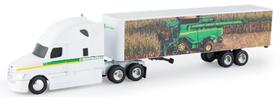 John Deere Caminhão Semi Freightliner 1:64 com Reboque de Colheitadeira X9