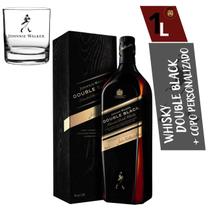 Johnnie Walker Double Black Whisky Com Caixa E Selo Original 1000 Ml + Copo Personalizado