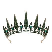 Joias: coroa de tiara gótica verde SWEETV, 7,6 cm de altura