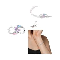 Joias Femininas Com Símbolo Do Infinito Em Forma De Borboleta Arco-Íris, Feitas Com Prata Esterlina