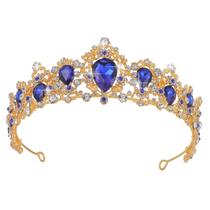 Jóias Kamirola Baroque Queen Crown Blue Strass 11cm