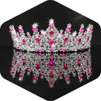 Jóias Kamirola TR19 Tiara de liga de cristal rosa 16cm