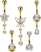 Joias para Piercing MS CUTE 5 Peças Anéis Dourados para Umbigo