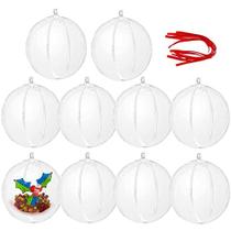 Joiedomi 10 Pcs plástico transparente enfeites de bola de Natal enchíveis 3,15 polegadas para o feriado de Natal interior e exterior decorações de Natal