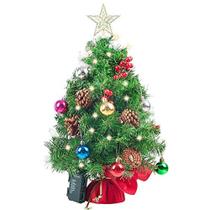 Joiedomi 23" Árvore de Natal prelit tabletop com luzes multicoloridas, holly berries, pine cones, star tree topper & ornamentos para melhores decorações da temporada de natal