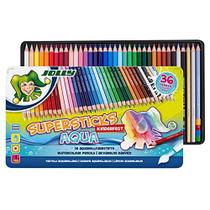 Jolly Supersticks Premium European Aqua Watercolor Lápis com caixa de transporte de estanho Conjunto de 36