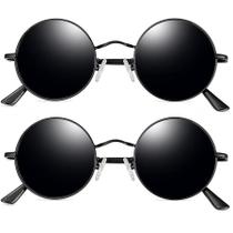 Joopin Paquete de 2 Anteojos de Sol Redondos Negros Polarizados UV400 Joopin Paquete de 2 Anteojos de Sol Redondos Negros Polarizados UV400