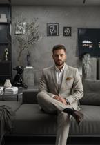 Jordhan Alta Costura Poliviscose Bege Terno Masculino Premium Jordhan Alta Costura Poliviscose Bege Terno Masculino Premium