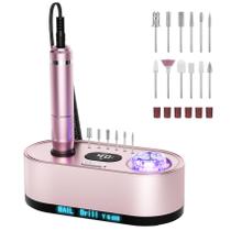 JOSGLOI Electric Nail Drill Professional: kit elétrico de lixa de unhas de 40000 RPM, furadeira de unhas de arquivo E com display LCD para unhas de gel acrílico, manicure, pedicure, polimento, moedor de unhas para uso doméstico em salão de beleza