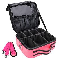 JOURMON Travel Makeup Bag Train Case Cosmetic Case Organizer Portable Artist Storage Bag com divisórias ajustáveis para cosméticos Pincéis de maquiagem Joias Acessórios digitais (Hot Rose, S)