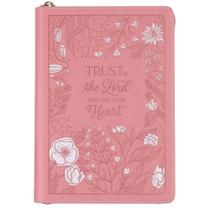 Journal Christian Art Gifts em material vegano rosa com zíper