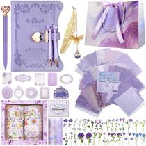 Journal Diary Janlaugh DIY com conjunto de fechaduras, kit de álbum de recortes roxo