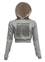 Joy Division - Unknown Pleasures - Cropped Moletom Cinza Mescla Com Capuz