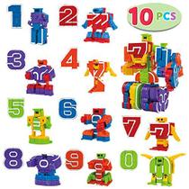JOYIN 10 Pcs Number Transformers, Action Figure Number Bots, Learning Toys for Kids, Number Robots Toys, Kids Educational Toy, Birthday Gifts for Boys and Girls 2,3,4,5,6,7,8 Anos