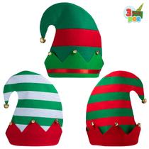 JOYIN, 3 peças de chapéus de elfo de Natal, bonés unissex de feltro para festas