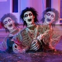 JOYIN Halloween Outdoor Decoration Zombie Groundbreaker, Animatronics Zombie Props, Halloween Outdoor Decoration, animado com som e olhos brilhantes para decoração de casa assombrada em cemitério, gramado e pátio
