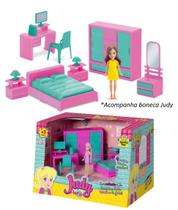 Judy Quarto c/ Boneca e Acessórios Brinquedo Menina Casinha - Samba Toys