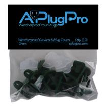 Juego de 10 Empaques y Cubiertas para Enchufes APruebas de Agua APlugPro en Verde Juego de 10 Empaques y Cubiertas para Enchufes APruebas de Agua APlugPro en Verde