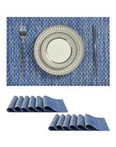 Juego de 12 individuales azules Leetaltree resistentes al calor de PVC