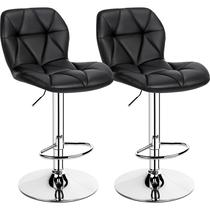 Juego de 2 banquetas de bar Yaheetech en cuero sintético negro giratorias Juego de 2 banquetas de bar Yaheetech en cuero sintético negro giratorias