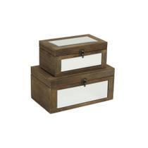 Juego de 2 Cajas de Almacenamiento en Madera Espejada Marrón de Cheung
