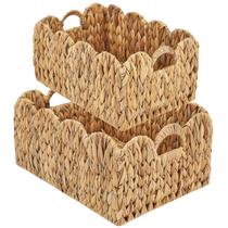 Juego de 2 Cestos de Almacenamiento de Mimbre FairyHaus Natural 38x28x18 y 33x23x17 cm