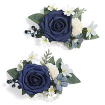 Juego de 2 Corsages de Muñeca Serwalin Azul Oscuro para Boda Juego de 2 Corsages de Muñeca Serwalin Azul Oscuro para Boda