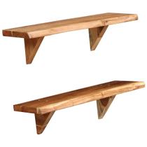 Juego de 2 Estantes de Pared en Madera Maciza de Acacia Natural vidaXL Juego de 2 Estantes de Pared en Madera Maciza de Acacia Natural vidaXL